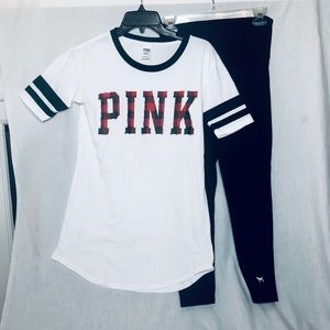 PINK VICTORIA’S SECRET PINK LOGO TUNIC & LEGGINGS